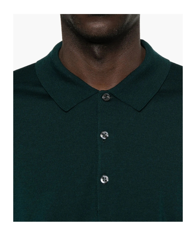 John Smedley Long-sleeved Polo Shirt In Green