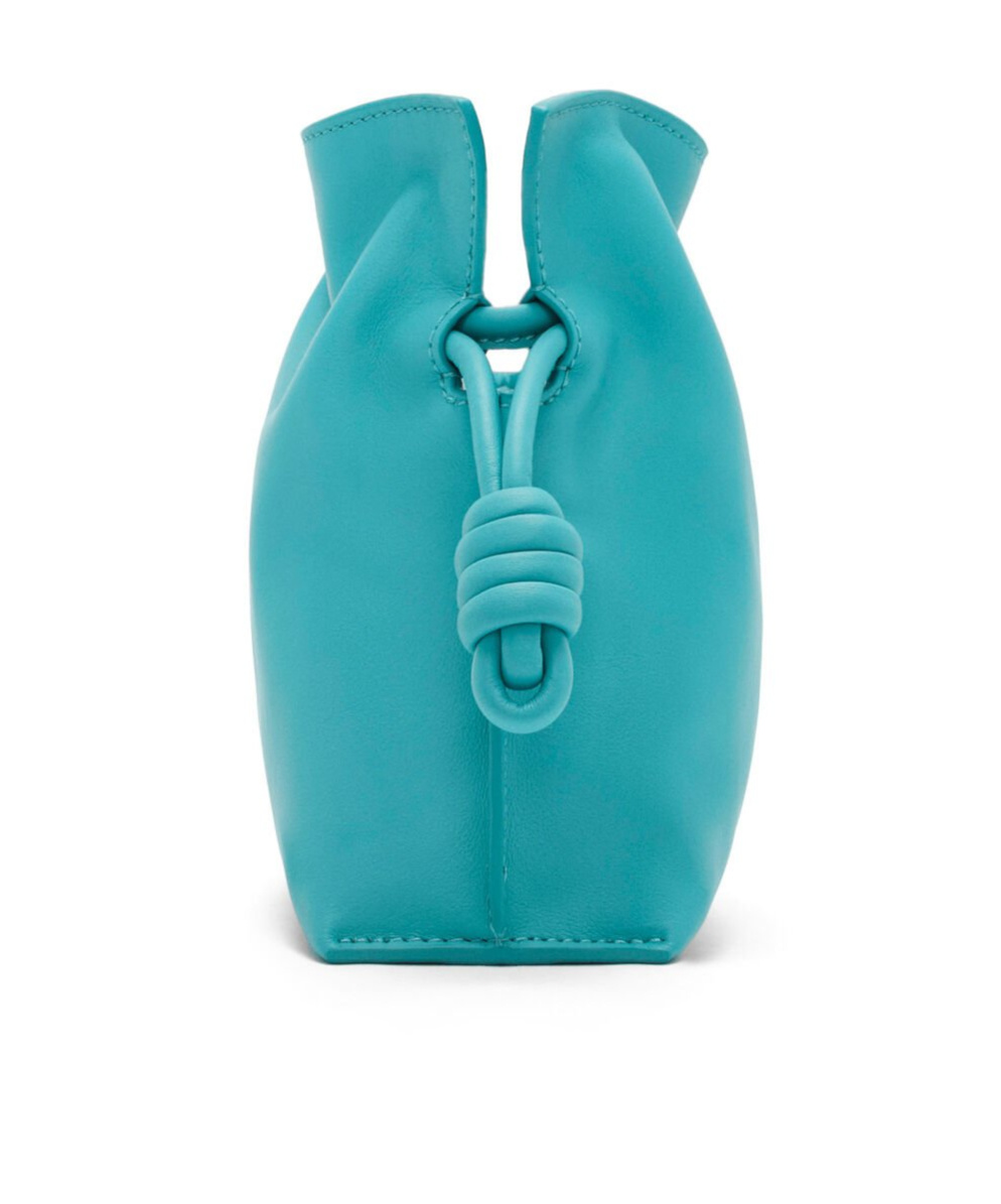 Loewe Flamenco Mini Clutch Bag In Napa Leather With Golden Foil Anagram In Green