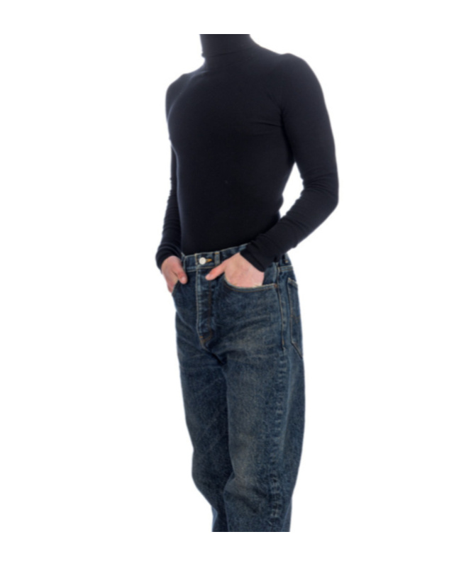 Balenciaga Seamless Cotton Turtleneck Jumper In Black