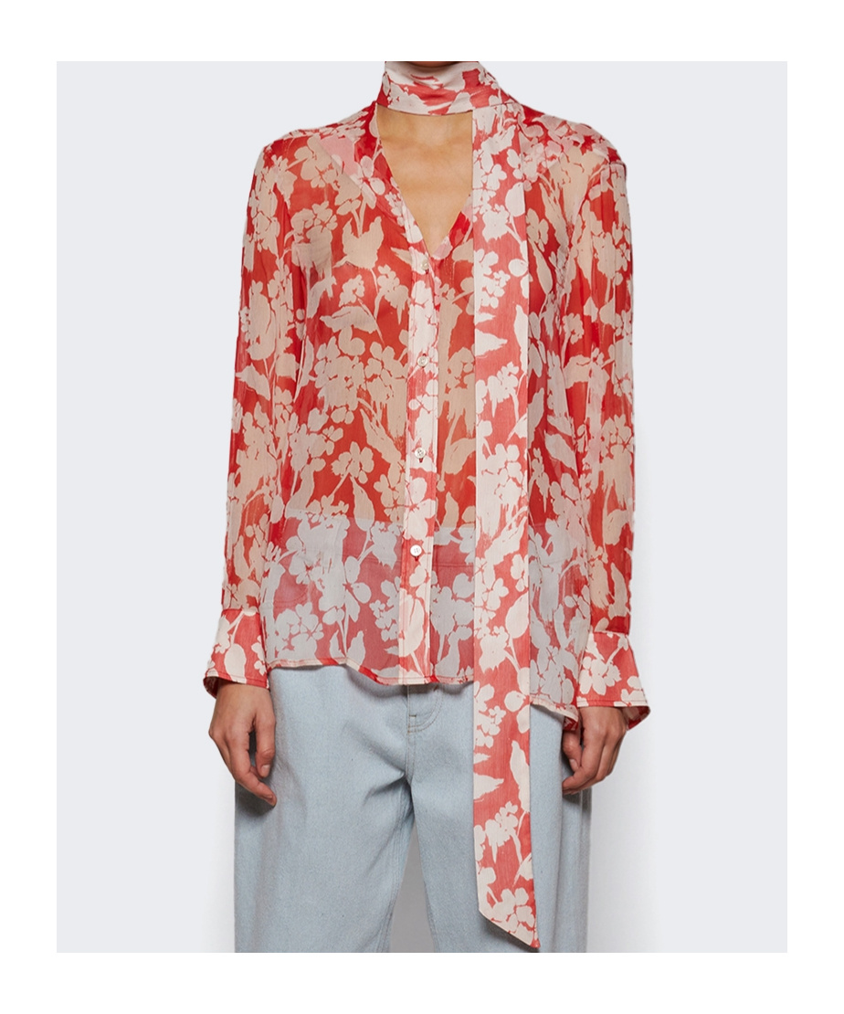 Victoria Beckham Pleated Patterned Shirt In Multi