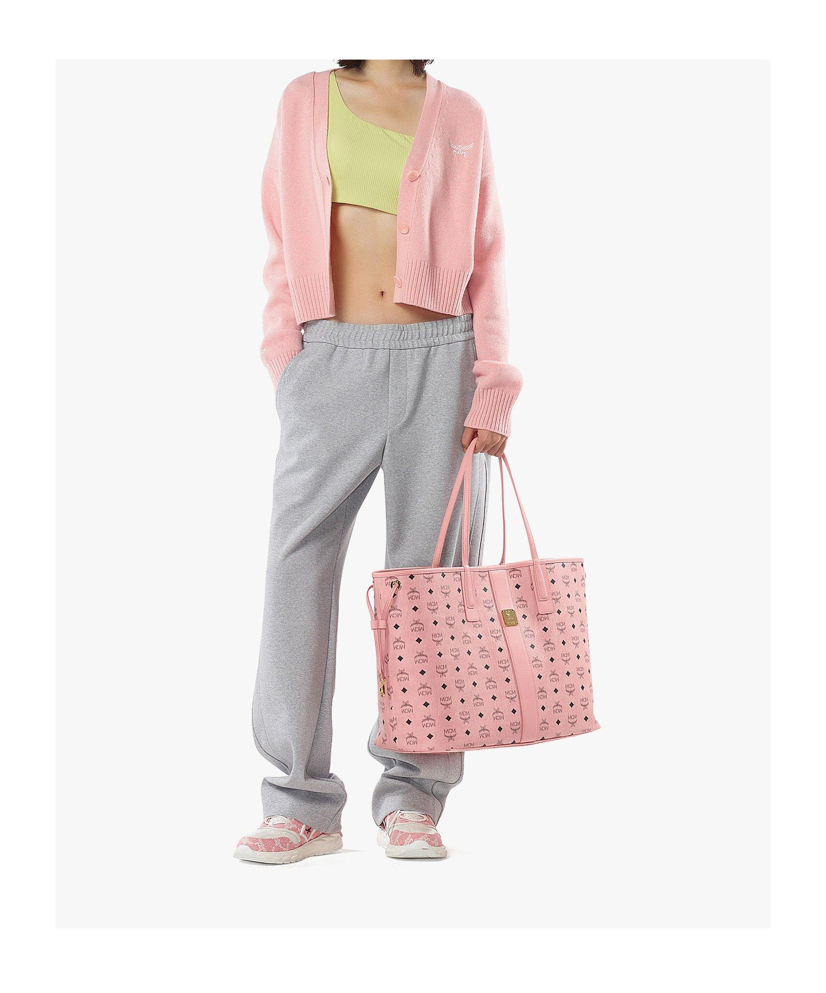 Mcm Monogram Printed Top Handle Bag In Pink