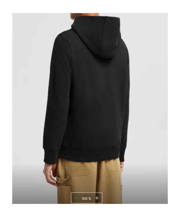 Shop Moncler Logo Patch Cotton Hoodie In Black