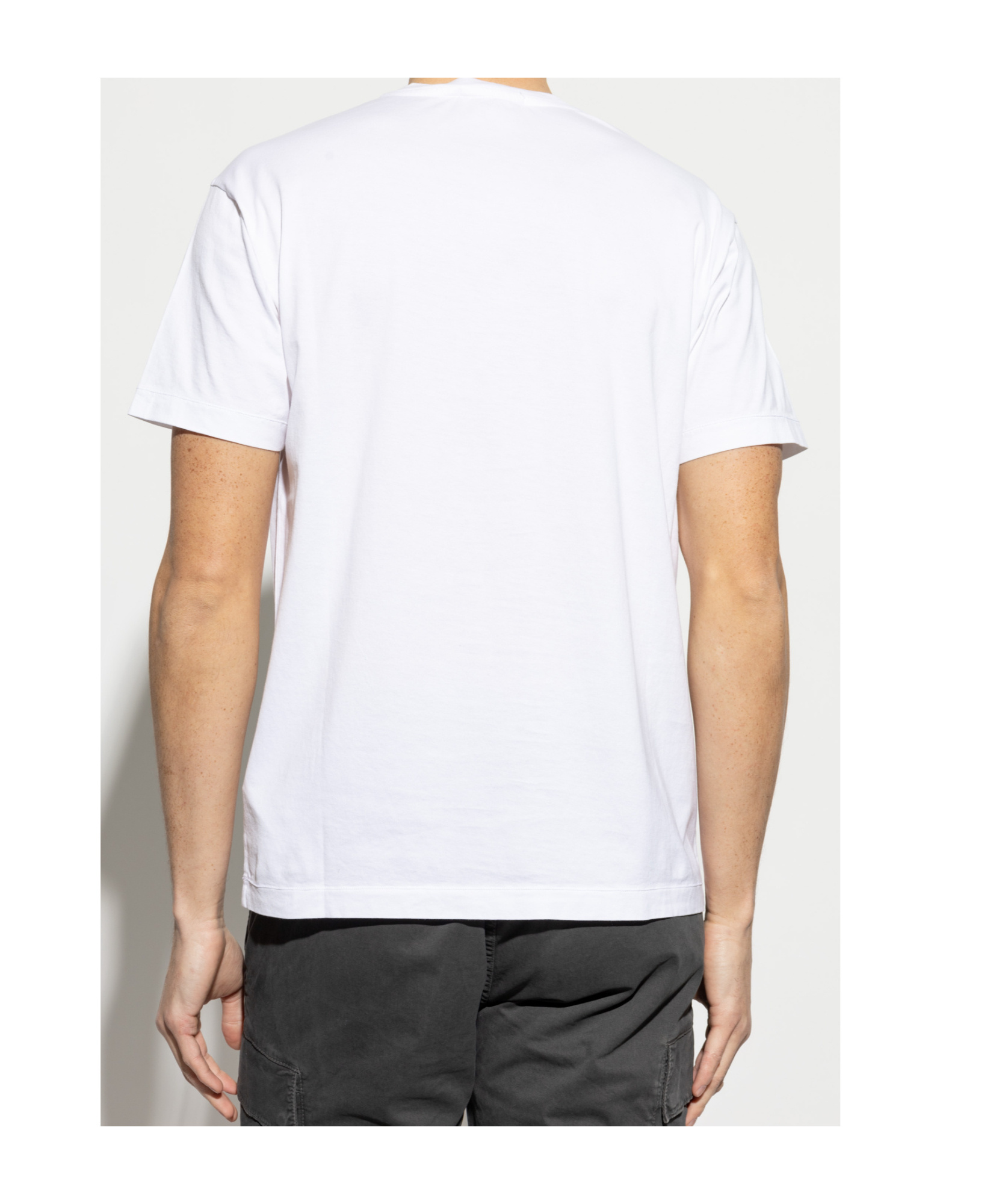 Stone Island Short-sleeved T-shirt With Compass Logo Patch In White