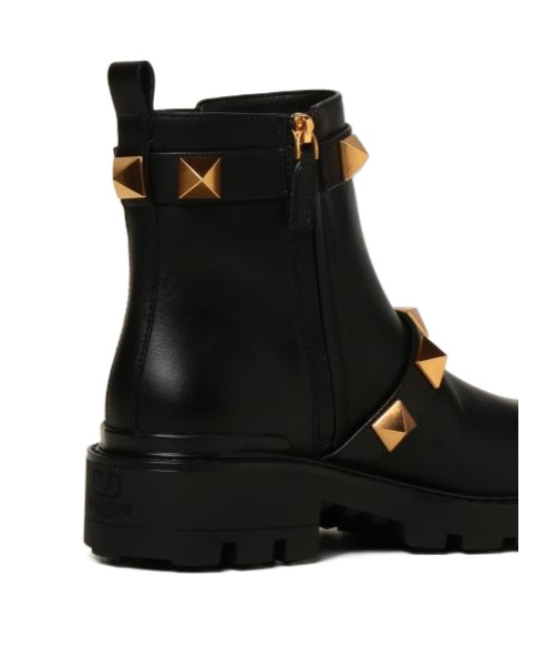 Shop Valentino Roman Stud Combat Boots In Black