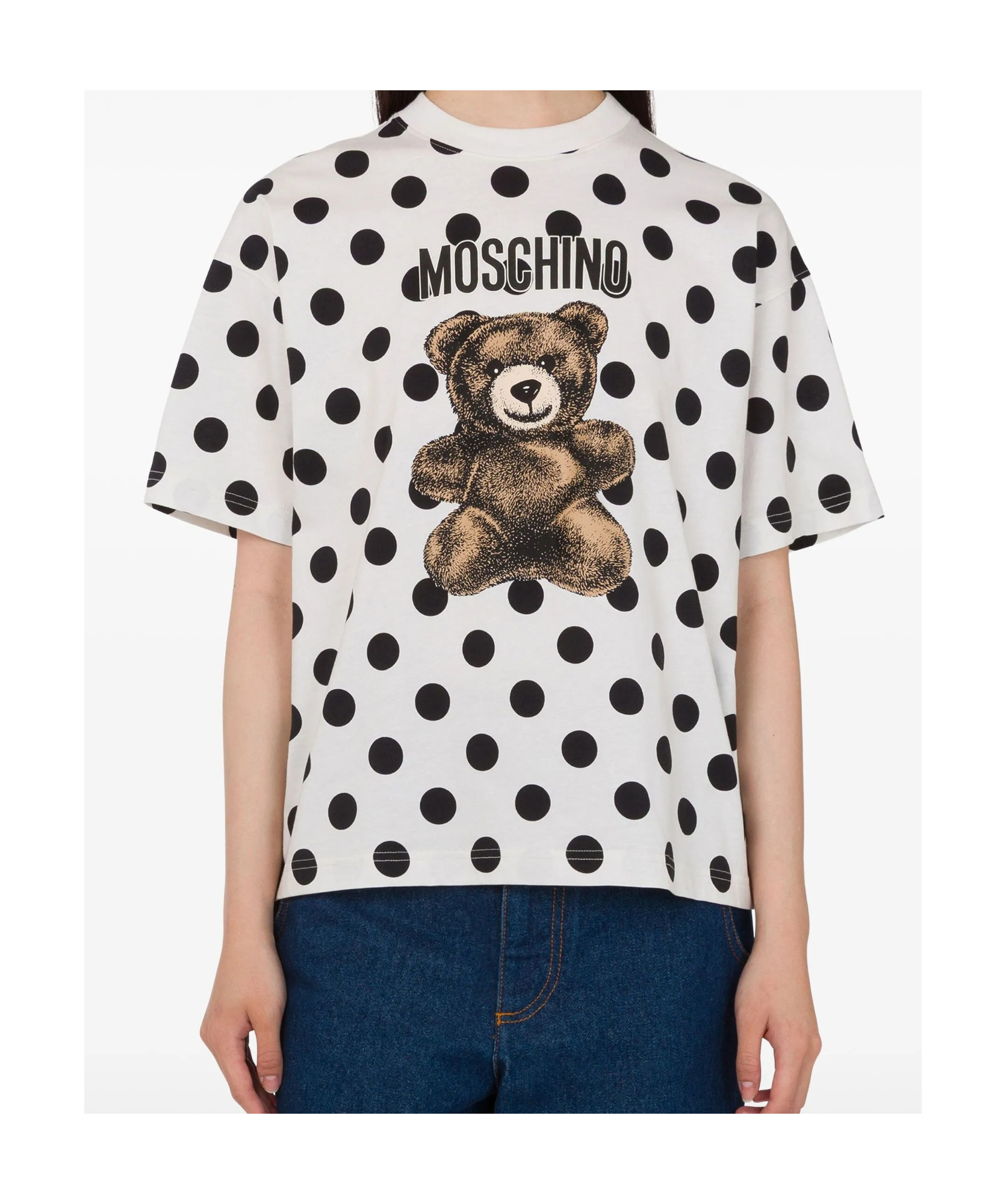 Moschino Teddy Bear Printed Organic Cotton Jersey T-shirt In White