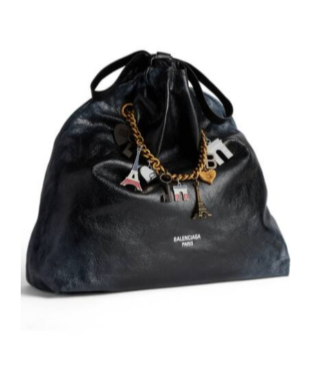 Balenciaga Medium Leather Crush Tote Bag In Black