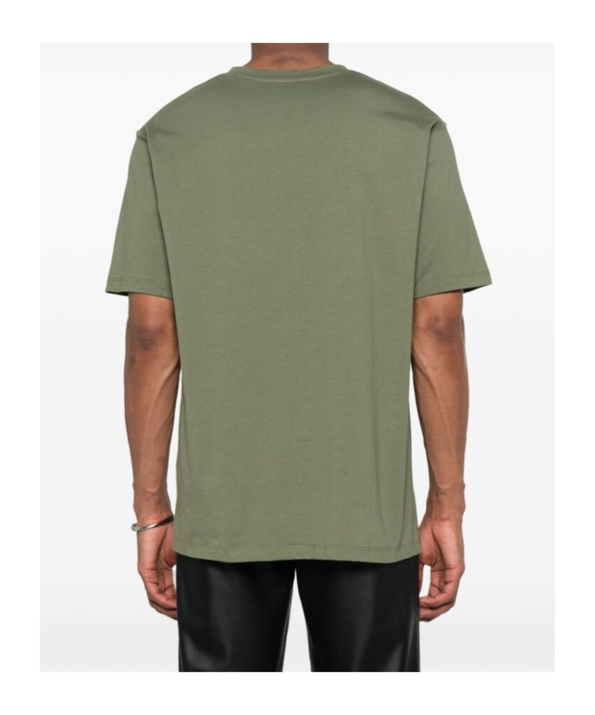 Balmain Green Crewneck T-shirt With Logo Lettering On The Front In Green