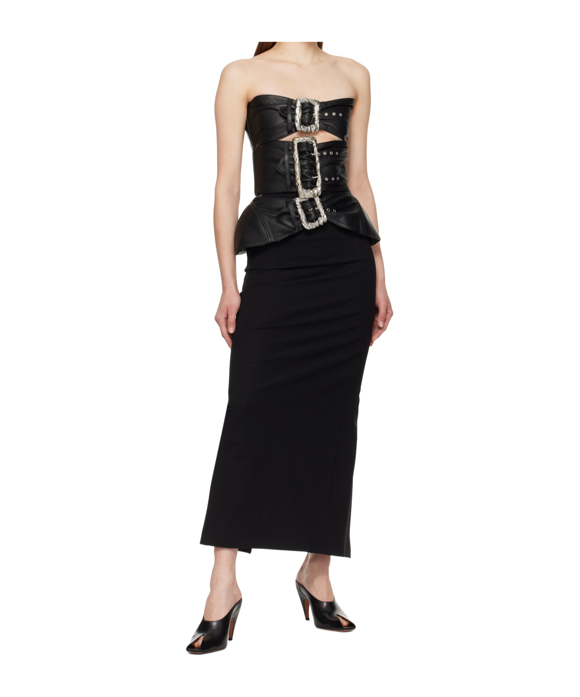 Jean Paul Gaultier Buckle-detail Leather Midi Dress