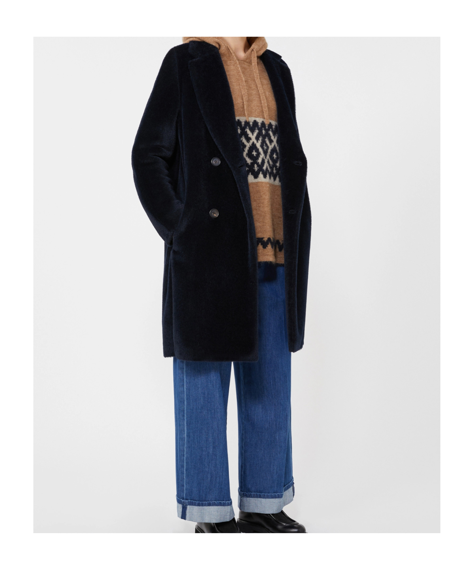 Max Mara Wool And Alpaca Midi Coat In Black