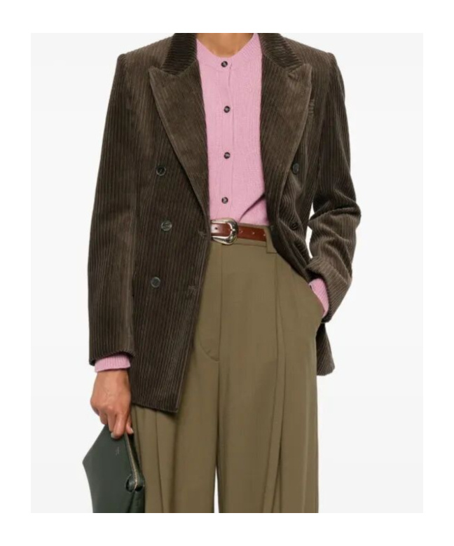 P.a.r.o.s.h Parosh Double Breasted Courduroy Jacket In Green
