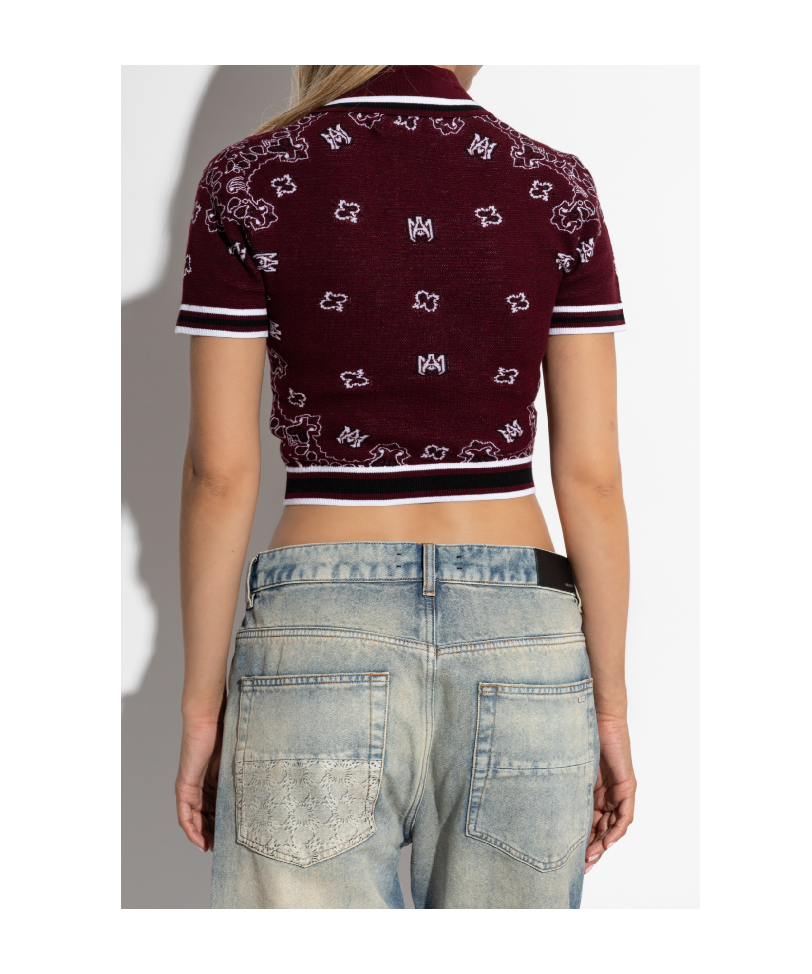 Amiri Bandana Print Polo Shirt For Women In Brown