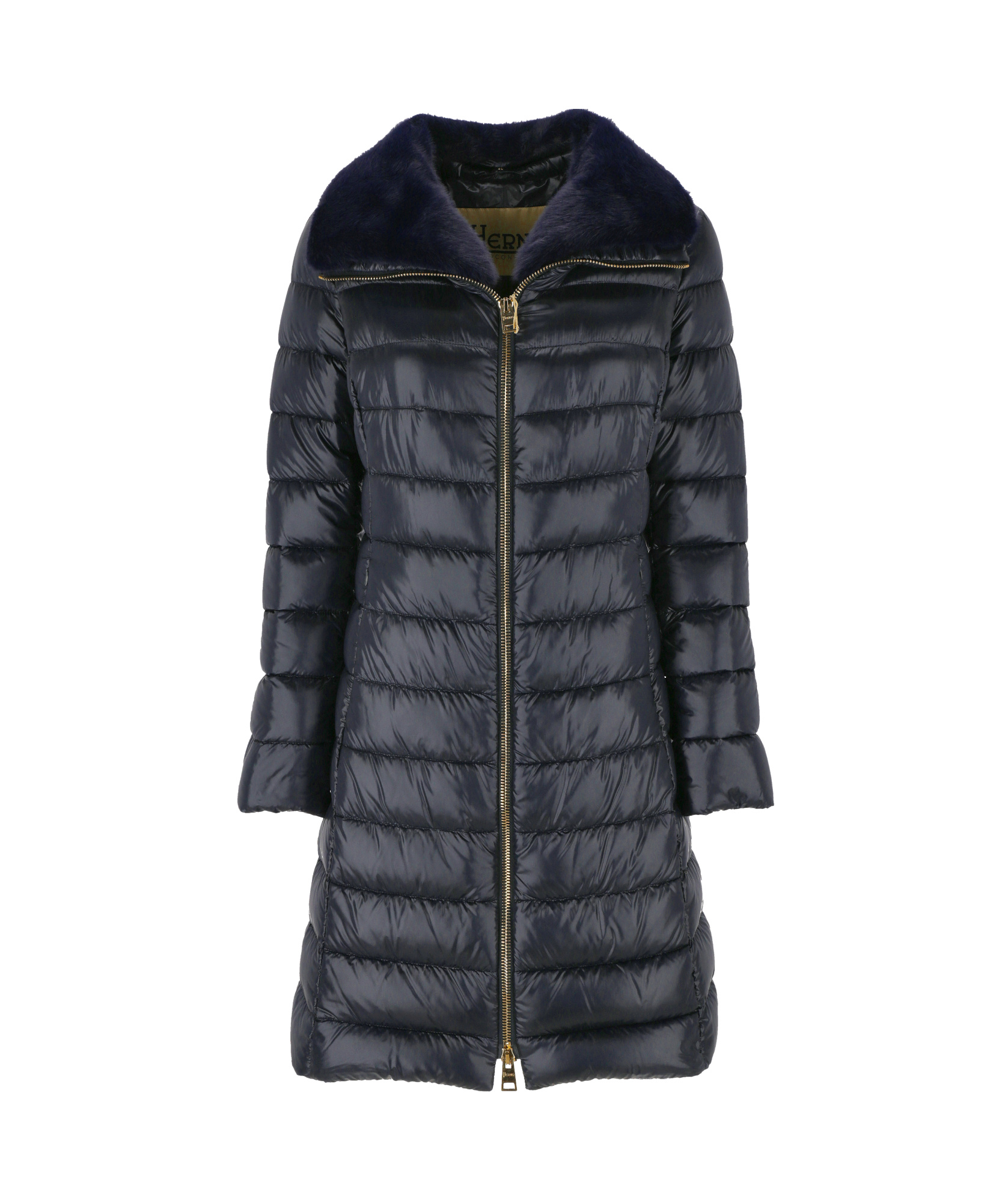 Herno Logo-plaque Coat In Black