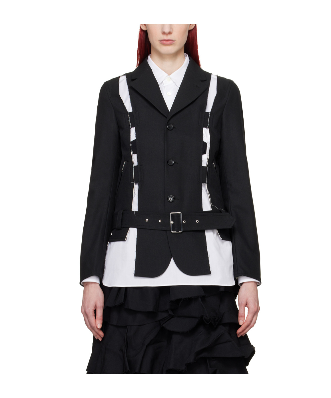 COMME DES GARÇONS CUT-OUT DETAILED BIKER JACKET 