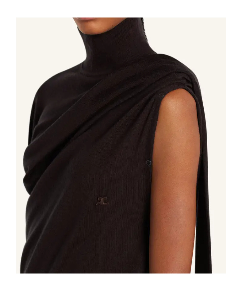 Courrèges Asymmetrical Turtleneck Dress In Black
