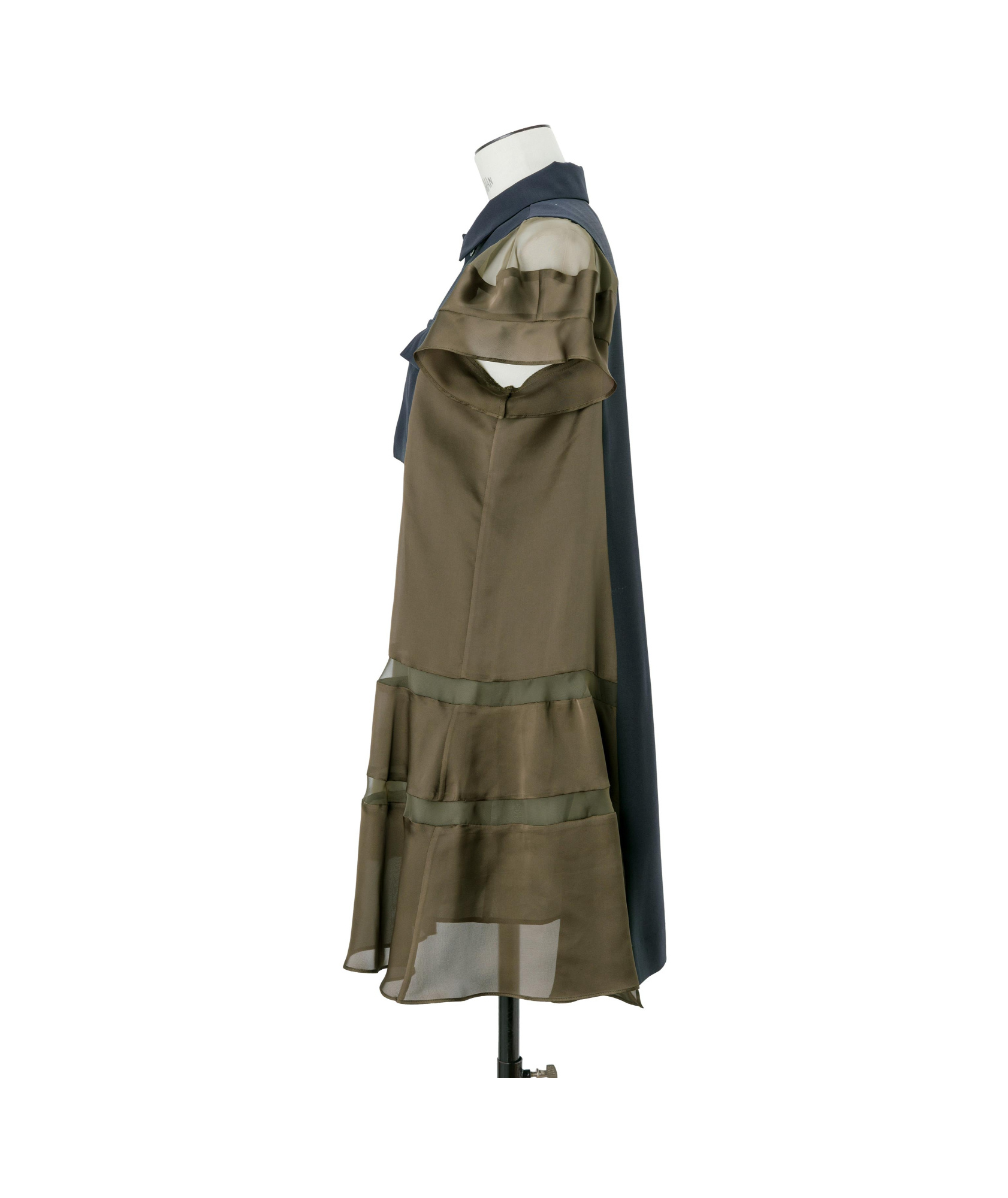 Sacai Chiffon-trimmed Paneled Satin And Crepe Mini Dress In Black