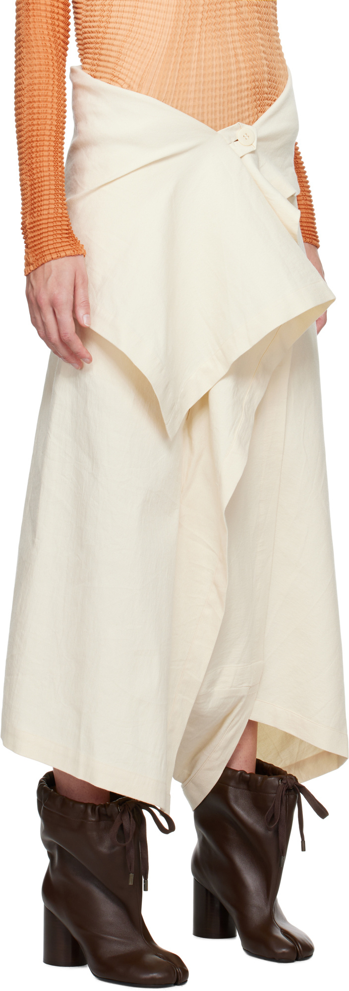 Issey Miyake Off-white Enclothe Washi & Wool Trousers In White