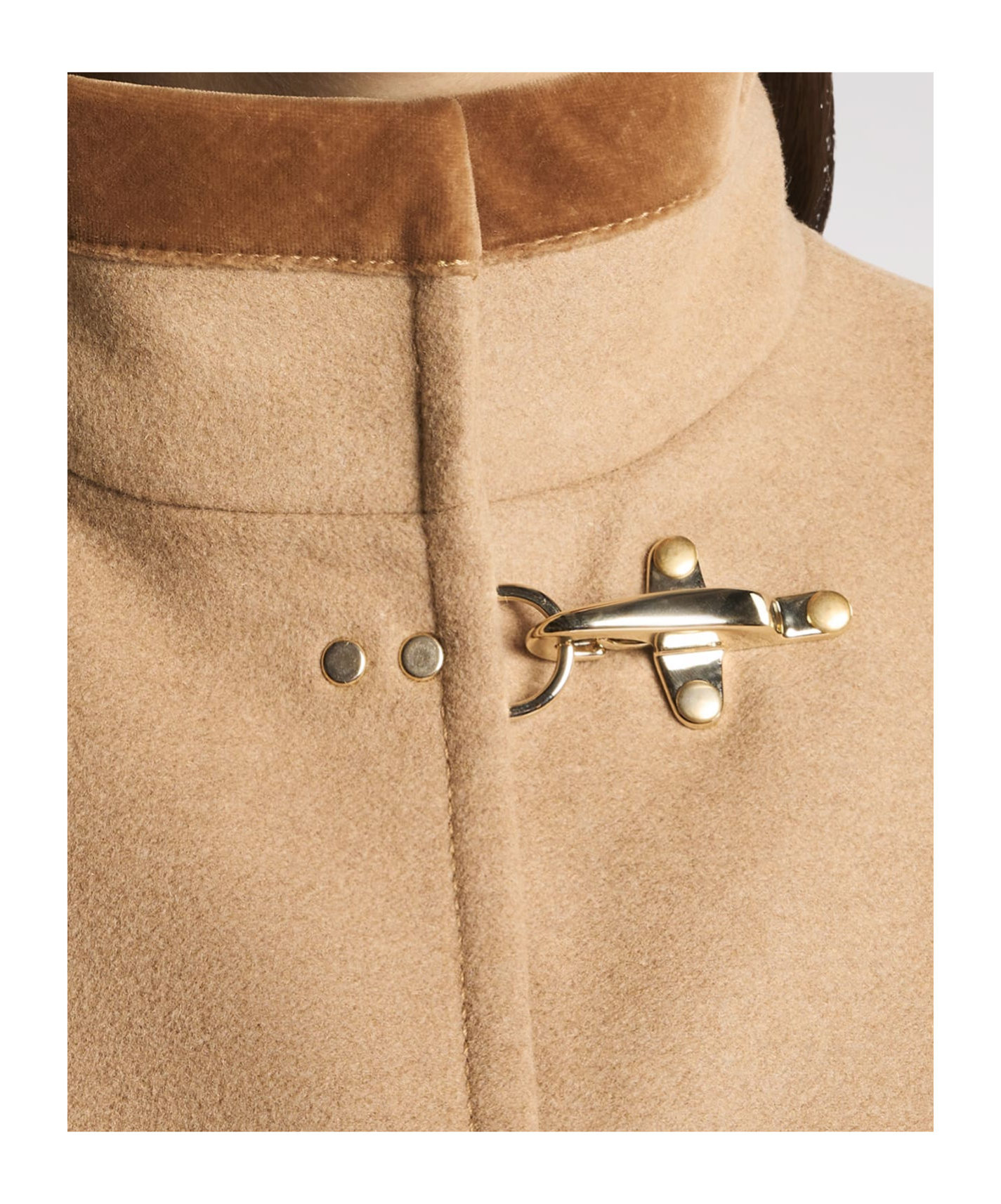 Fay Virginia Velvet-trimmed Coat In Brown