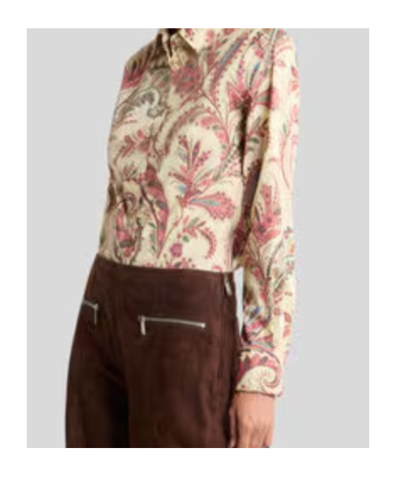 Etro Printed Poplin Shirt In Neutral