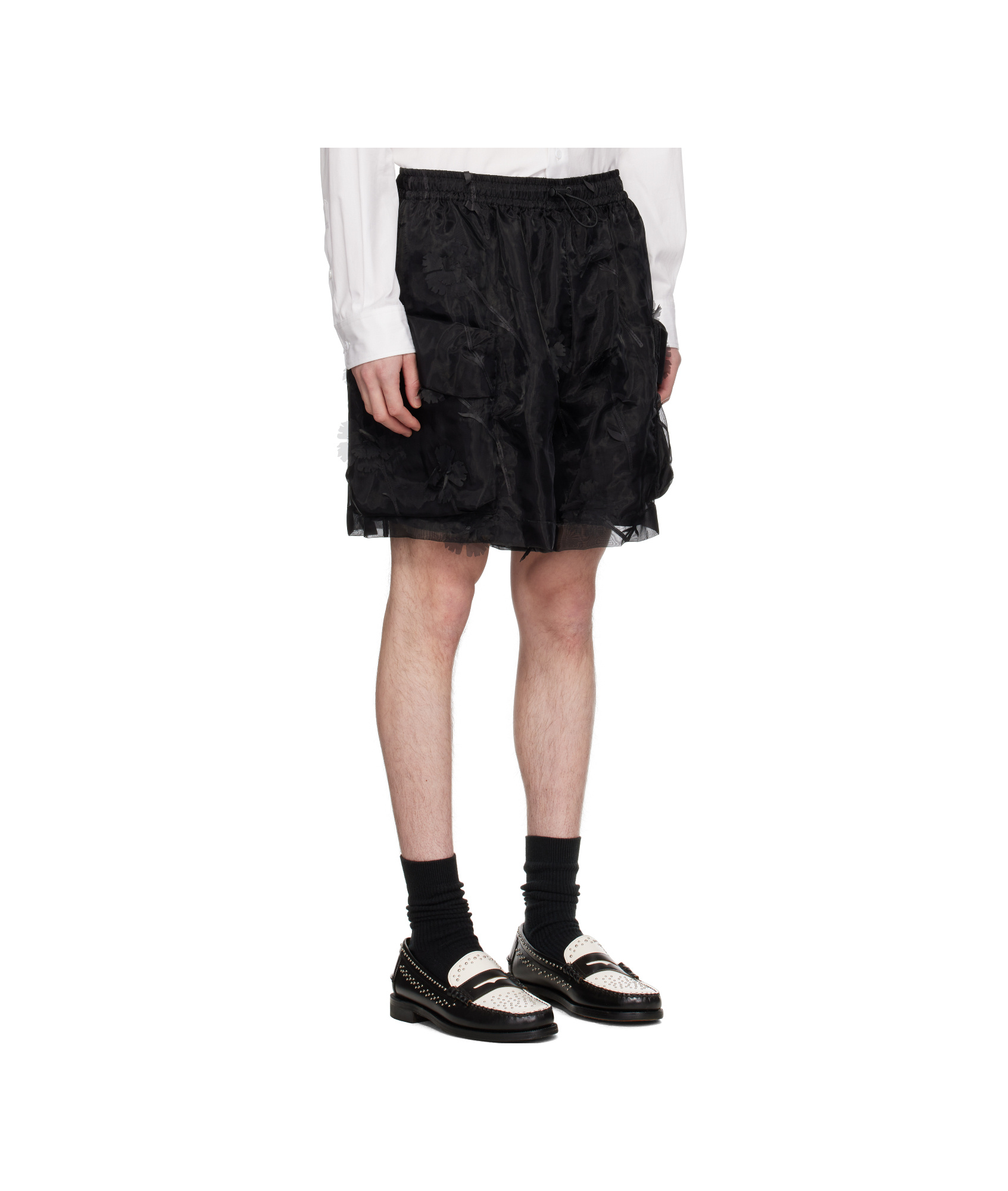 Simone Rocha Black Layered Flap Cargo Shorts