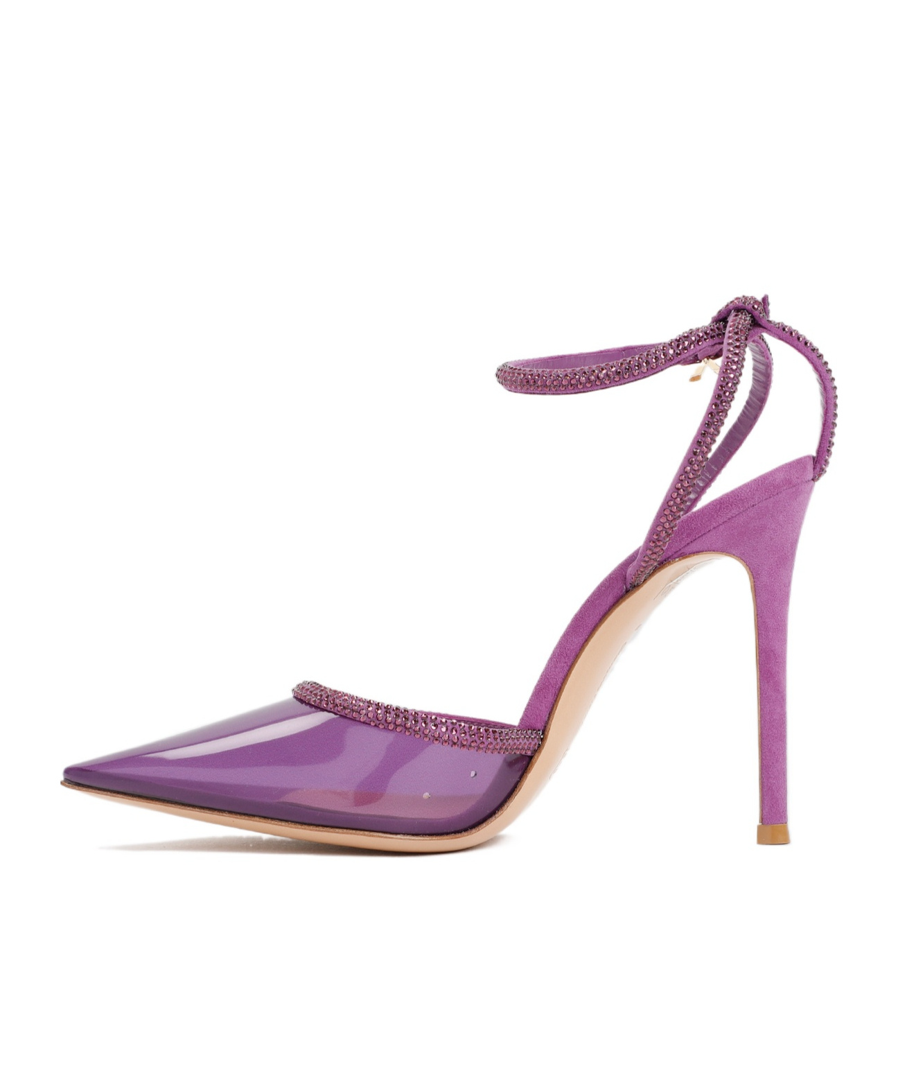 Gianvito Rossi 105 Crystal-embellished Plexiglass Pumps In Purple