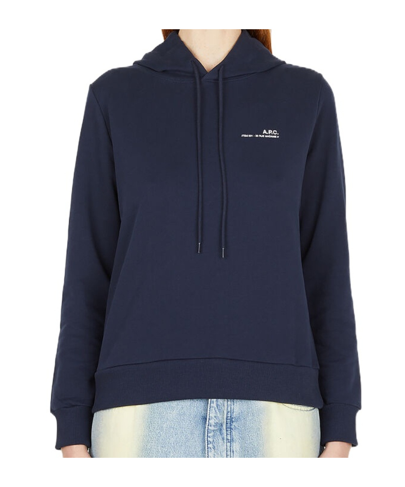 Apc Logo-print Cotton Hoodie In Black