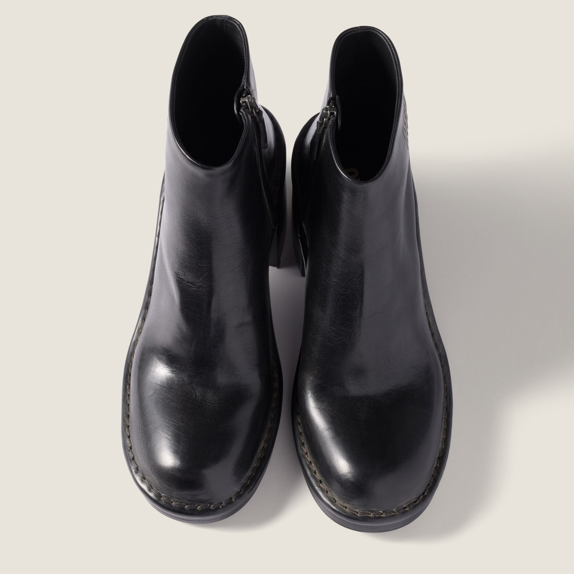 Miu Miu 70mm Leather Ankle Boots In Black
