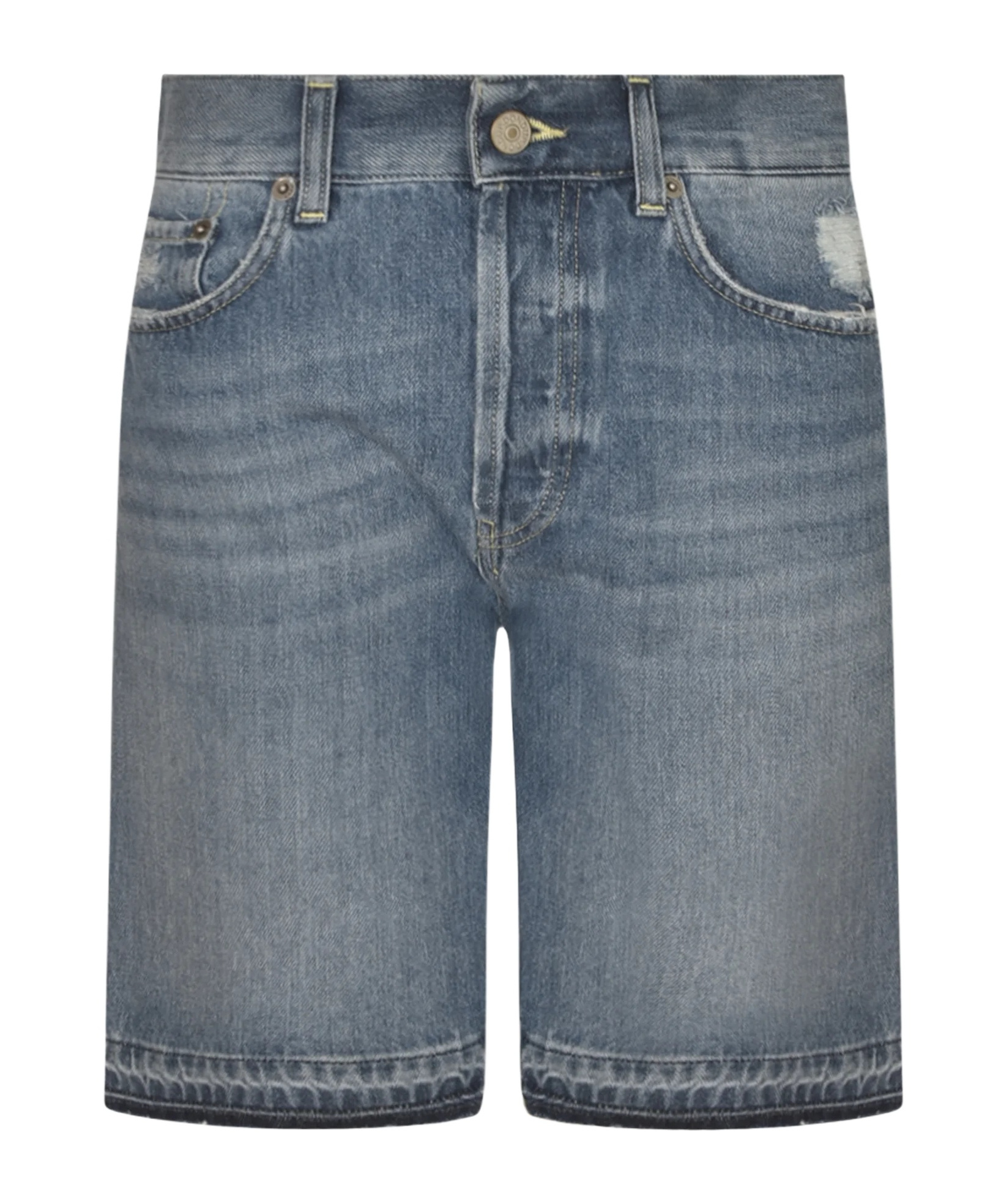 Dondup Logo Patch Denim Shorts In Blue