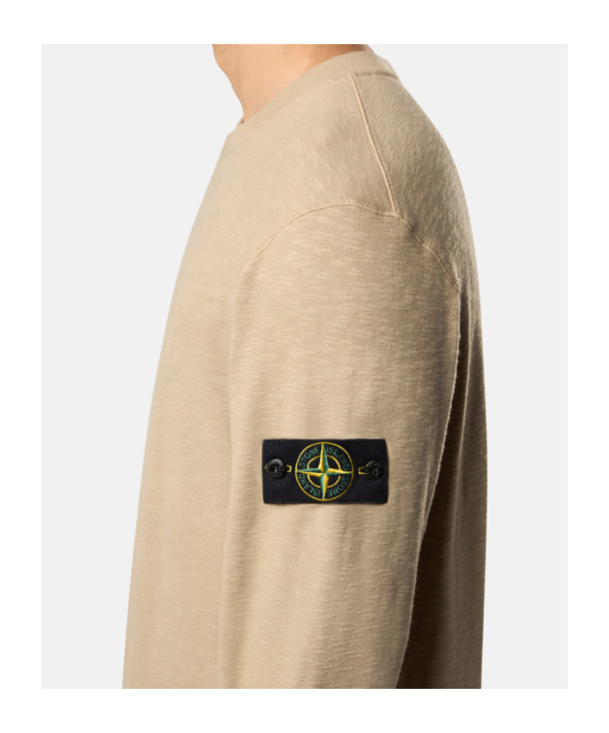 Stone Island Regular-fit Crewneck Sweatshirt With Side Inlays In Brown