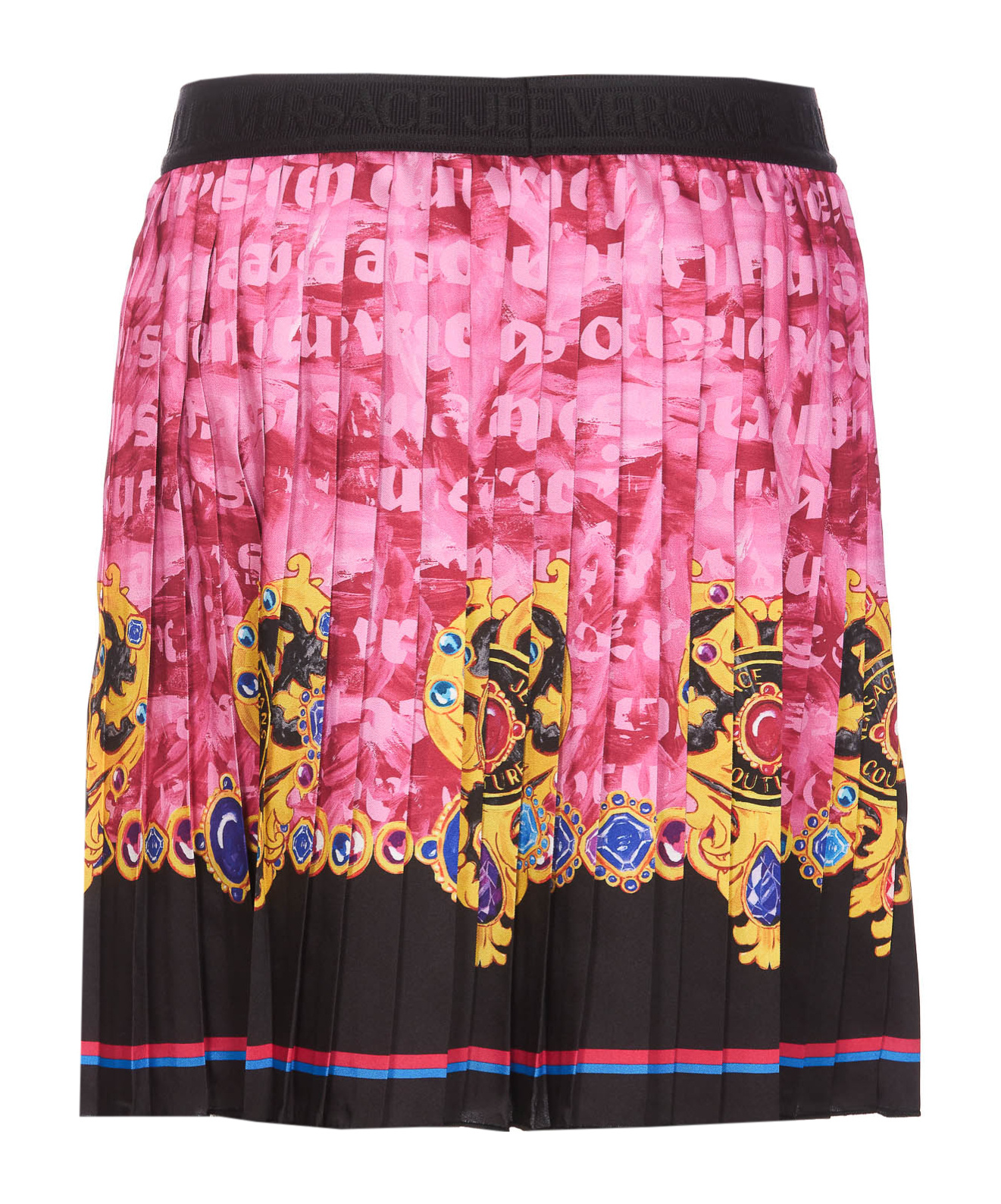 Shop Versace Jeans Heart Couture Pleated Miniskirt In Multicolor