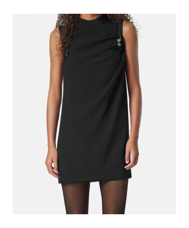 Versace Mini Dress In Satin With Safety Pin Dresses Black