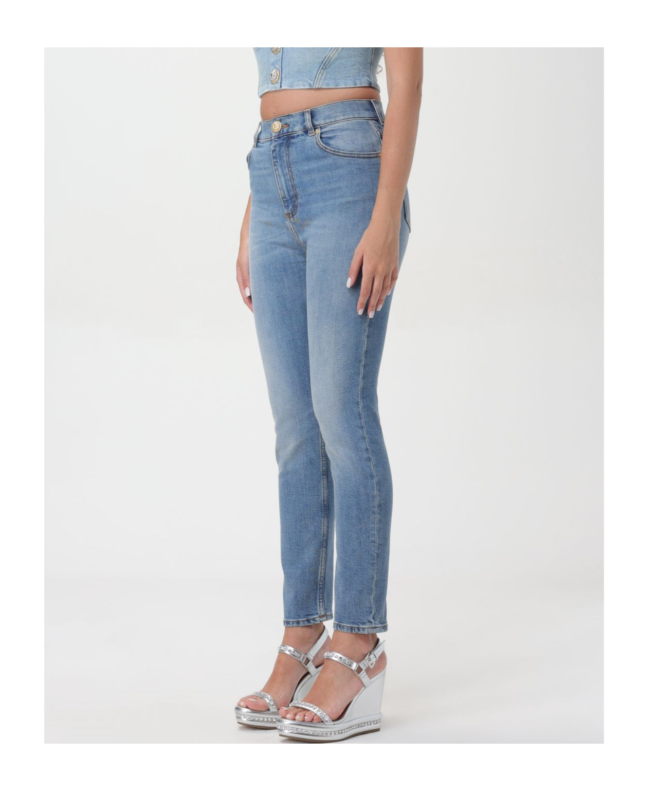 BALMAIN LOGO-PATCH TAPERED JEANS
