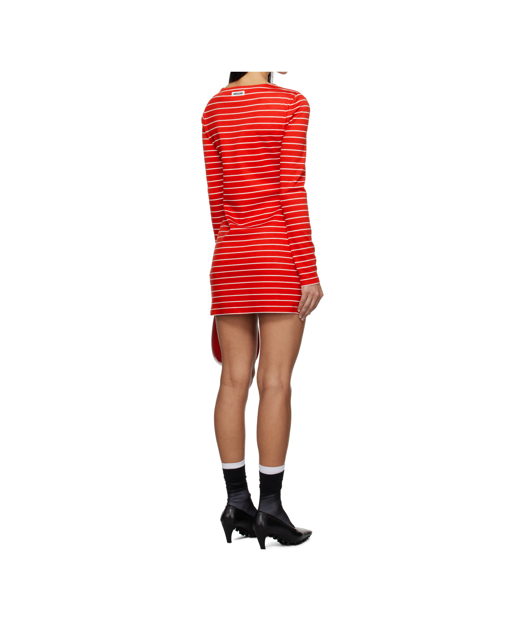 Msgm Striped Dress In Red
