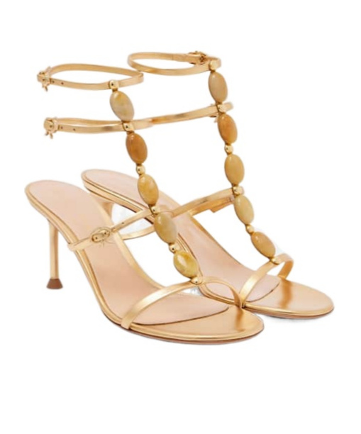 Gianvito Rossi Embellished Leather Sandals In Brown