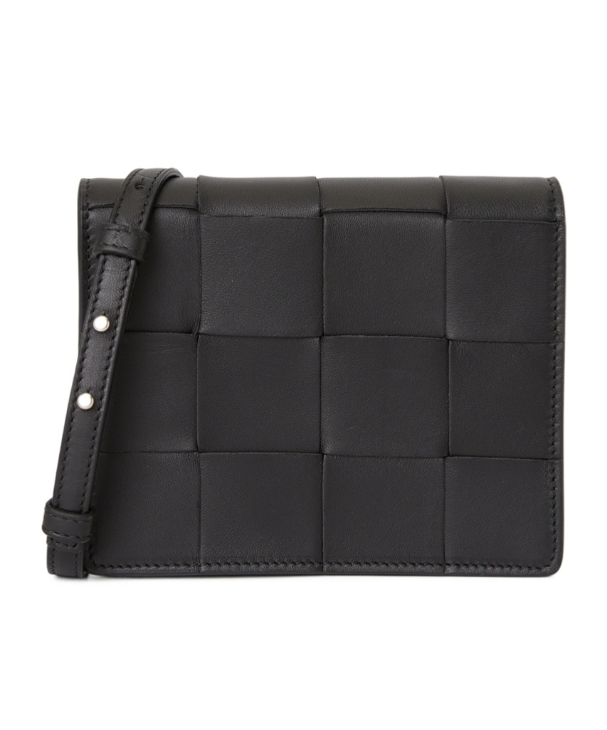Bottega Veneta Mini Cassette Knitted Shoulder Bag In Black