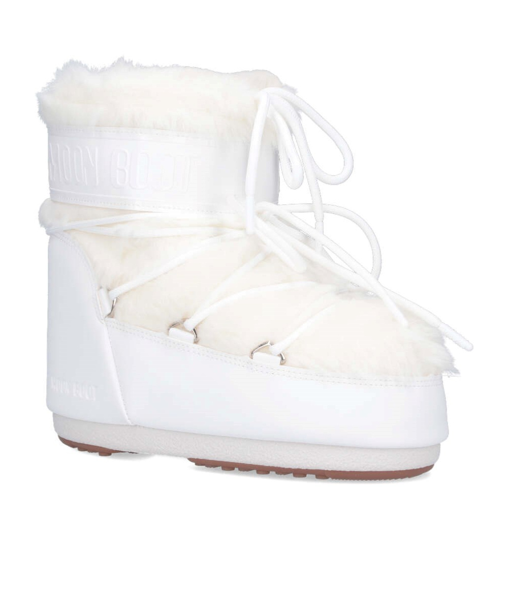 Moon Boot Ltrack Monaco Faux Fur-trimmed Shell And Faux Leather Snow Boots In White