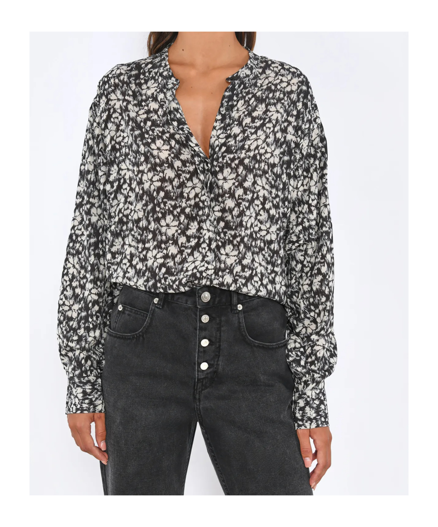 Isabel Marant Étoile Floral-print Round-neck Shirt In Gray