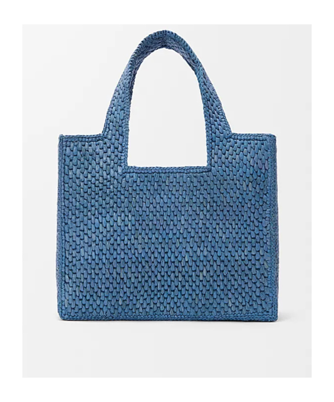 Loewe Small Font Woven-raffia Tote Bag In Light Blue