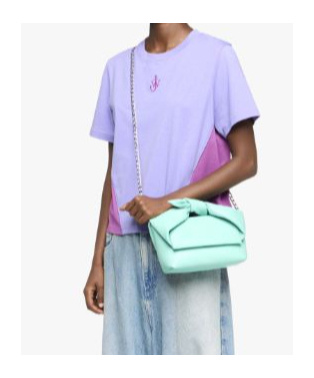 Jw Anderson Panelled Cropped T-shirt With Anchor Embroidery In Purple