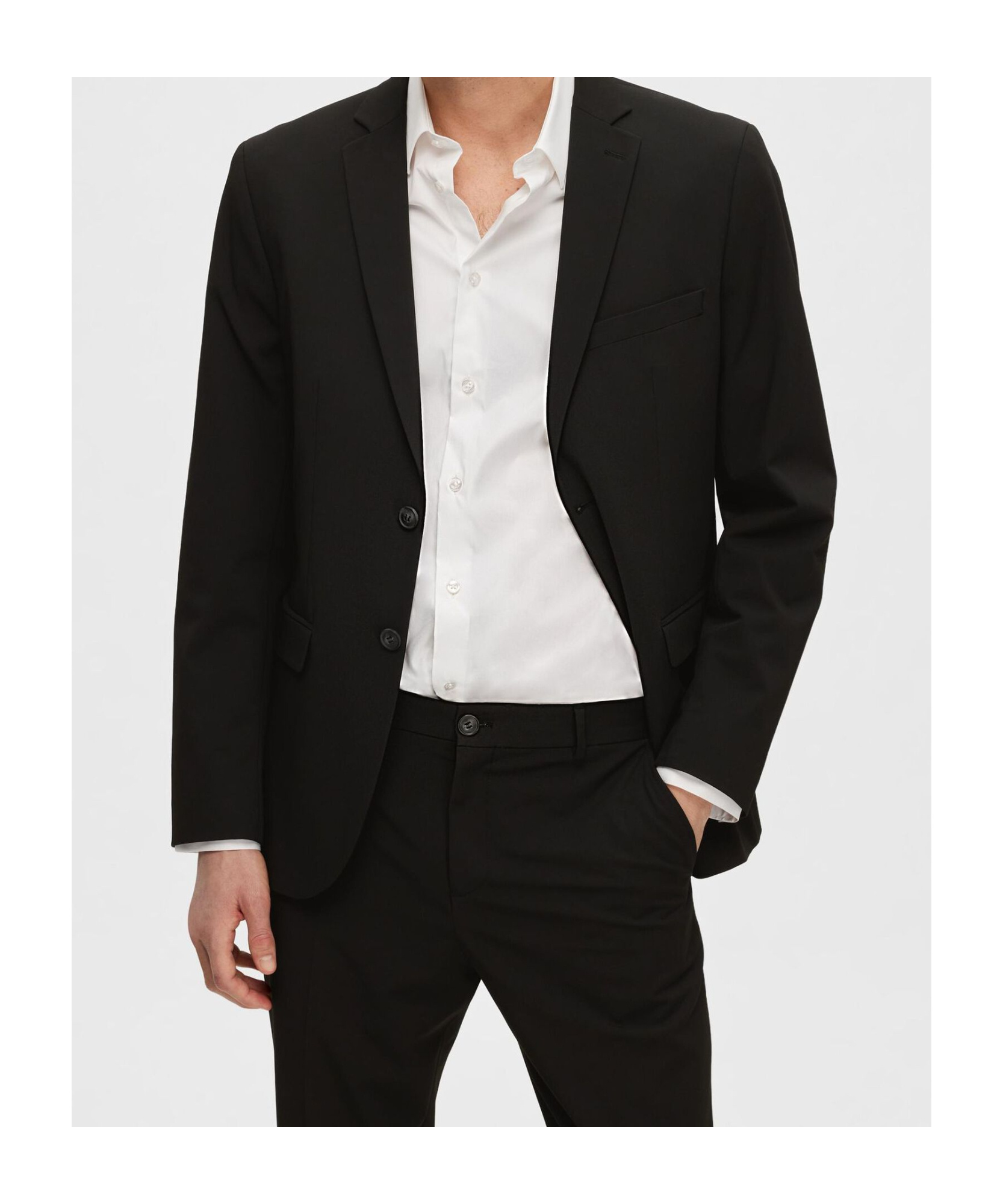 Selected Long-sleeved Suit Coat In Black