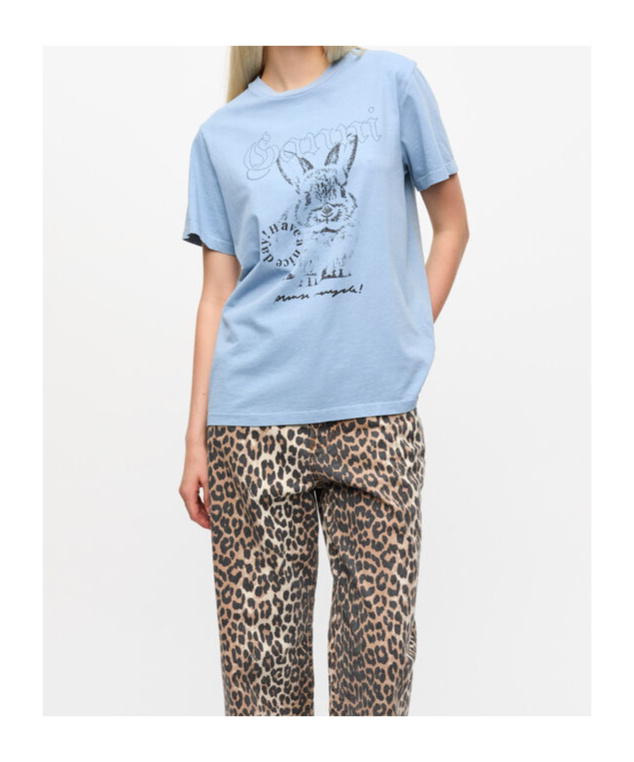 Ganni Future Basic Jersey Bunny Relaxed T-shirt Soft Chambray In Blue