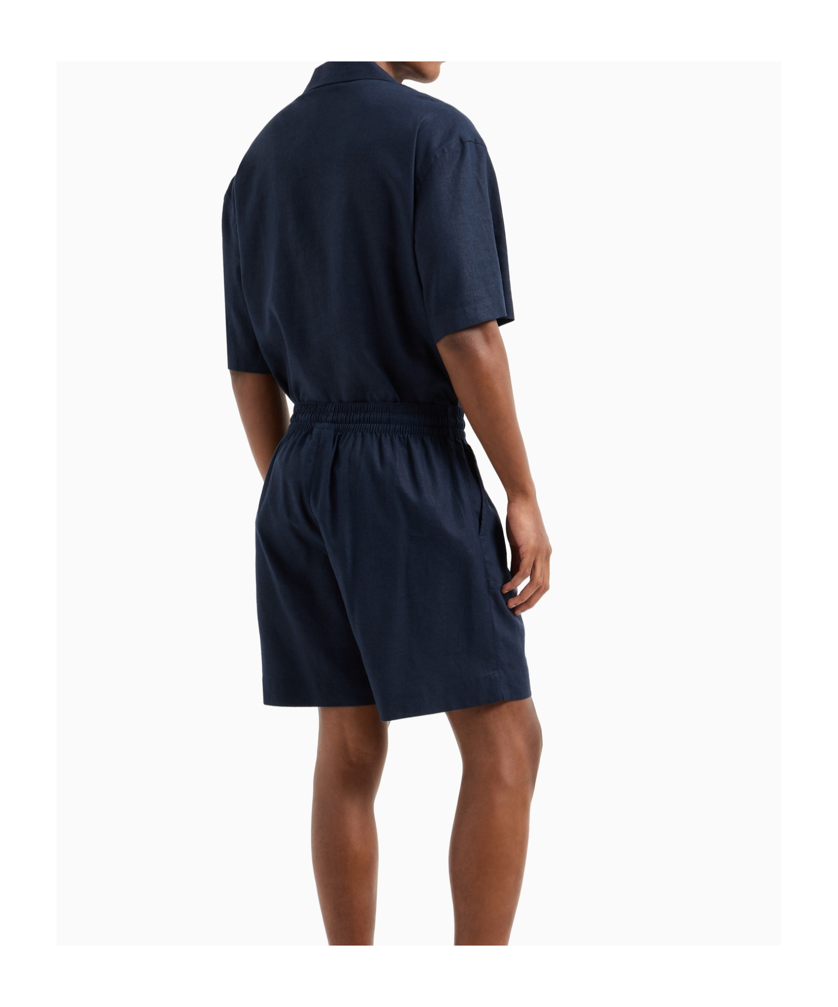 Emporio Armani Linen-blend Beachwear Bermuda Shorts In Black
