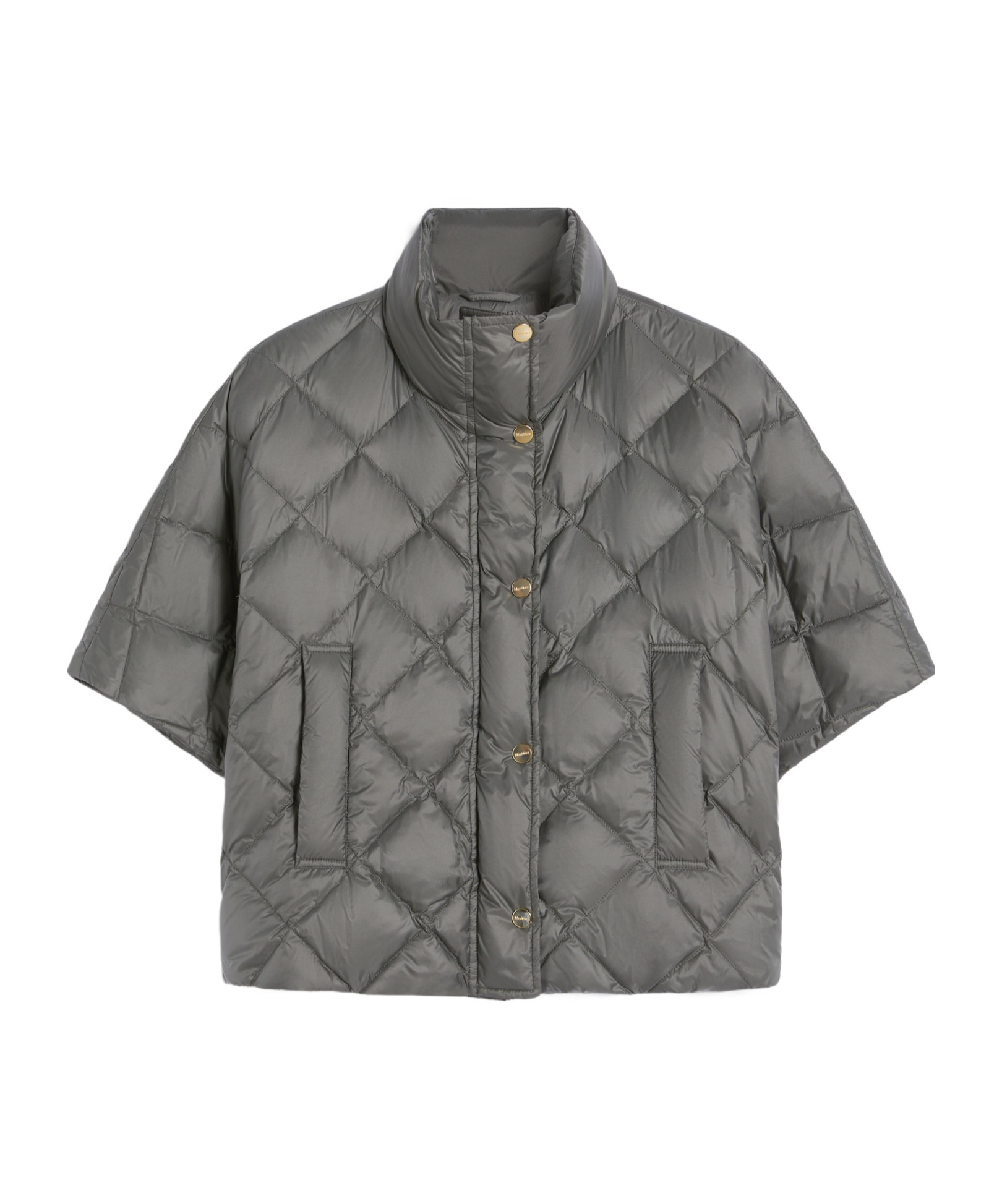 Max Mara Padded Cape In Water-repellent Fabric In Gray