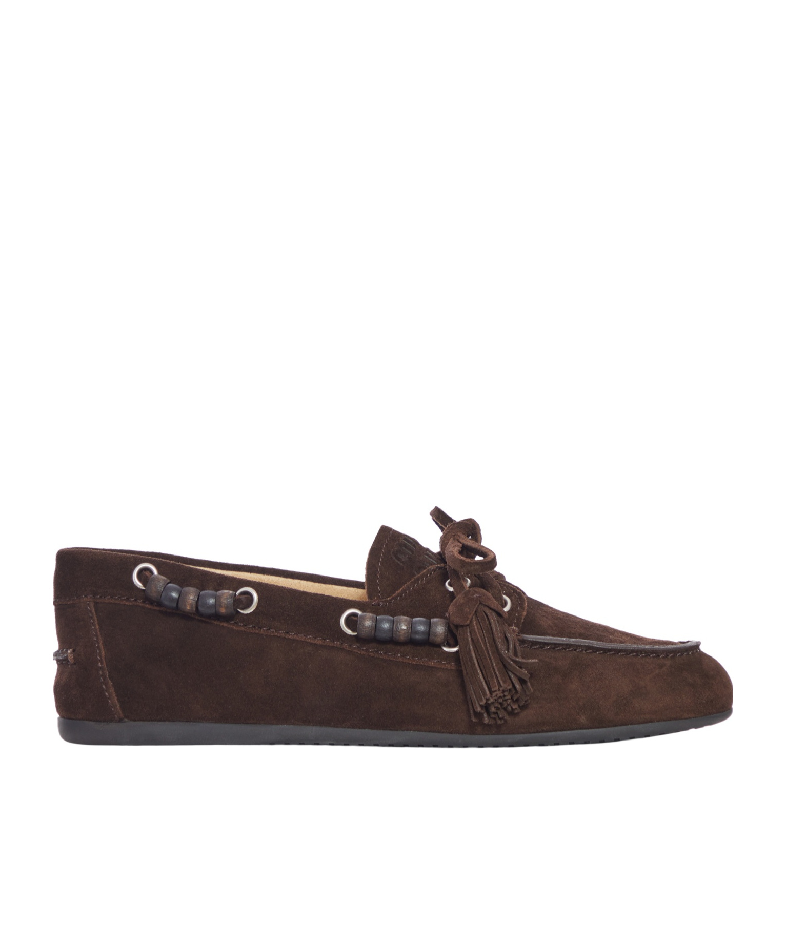 Miu Miu Suede Loafers Featuring Tassel Detail In Black