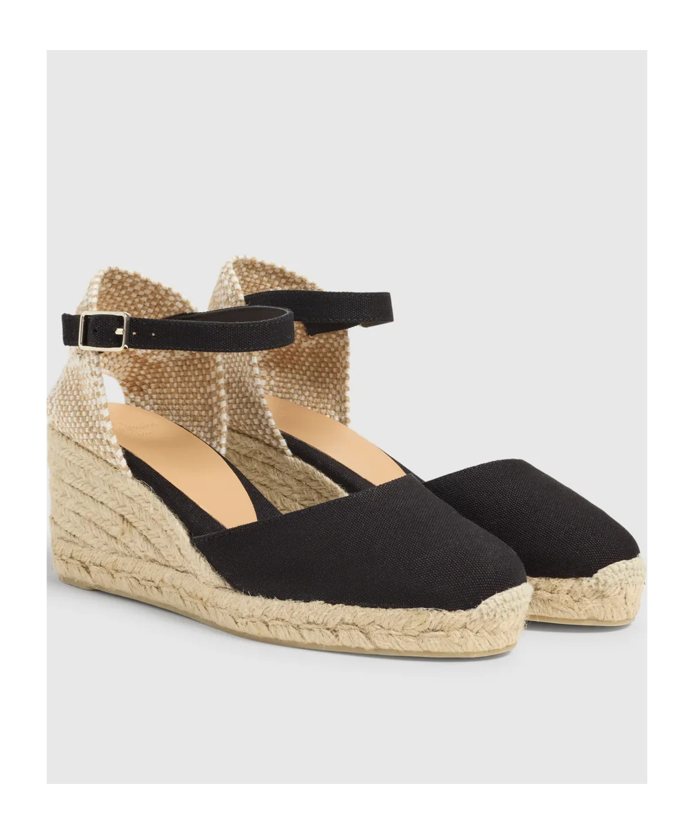 Castaã±er Carina Espadrilles Wedge Sandal With Ankle Laces In Nude