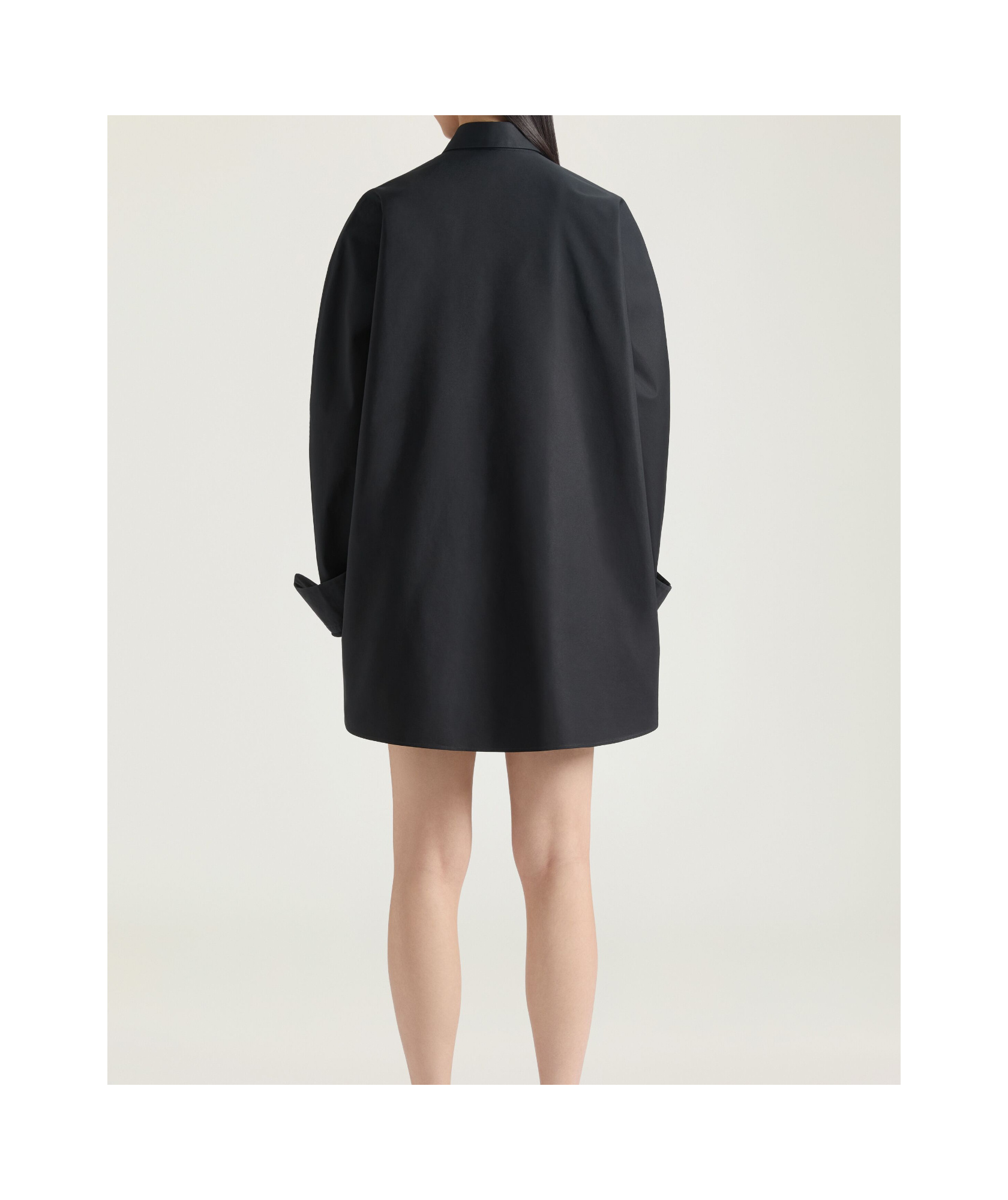 Givenchy Cotton Turned Up-sleeve Cocoon Shirt In Black