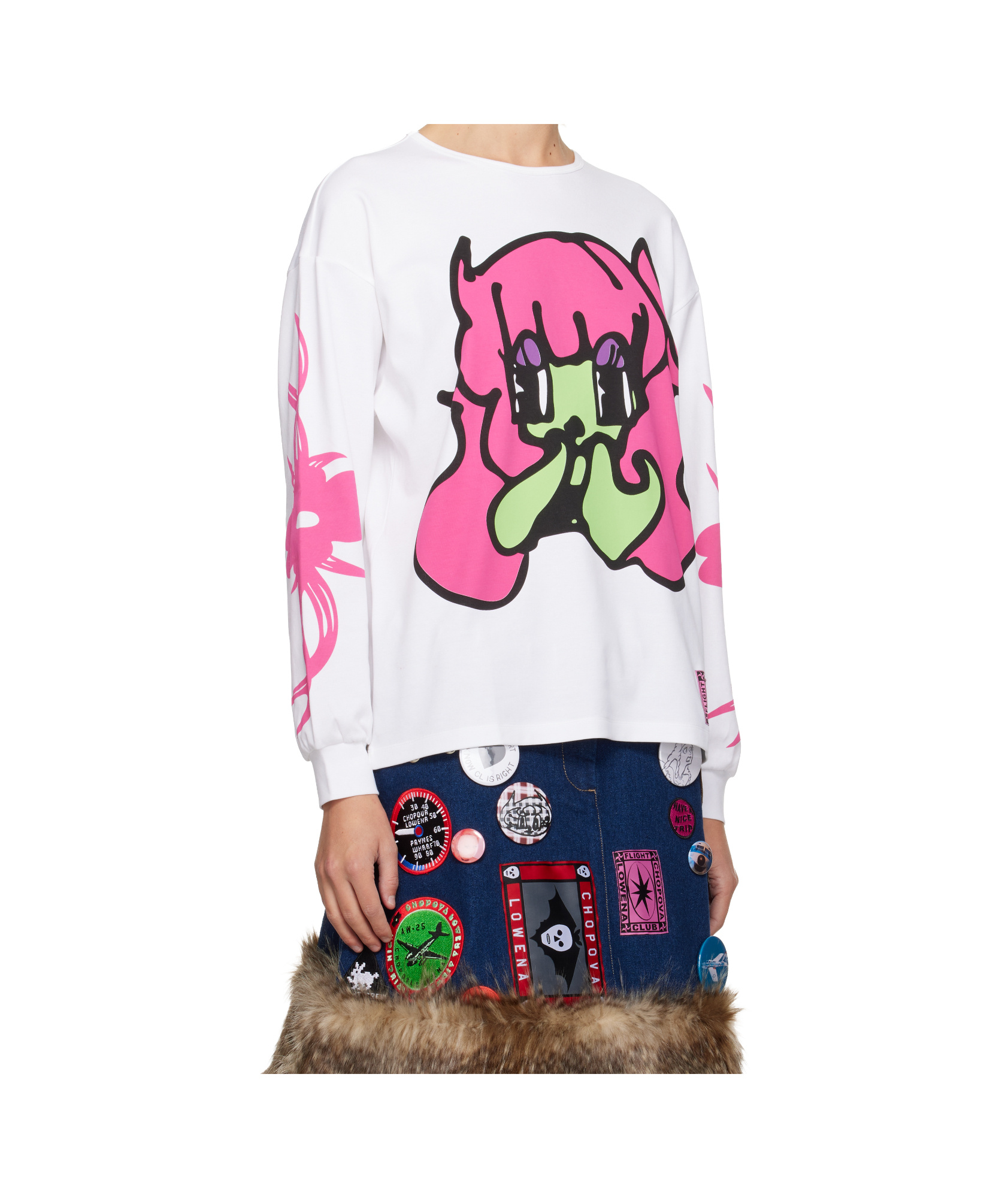 Chopova Lowena Oversized Printed Crew Neck T-shirt In White