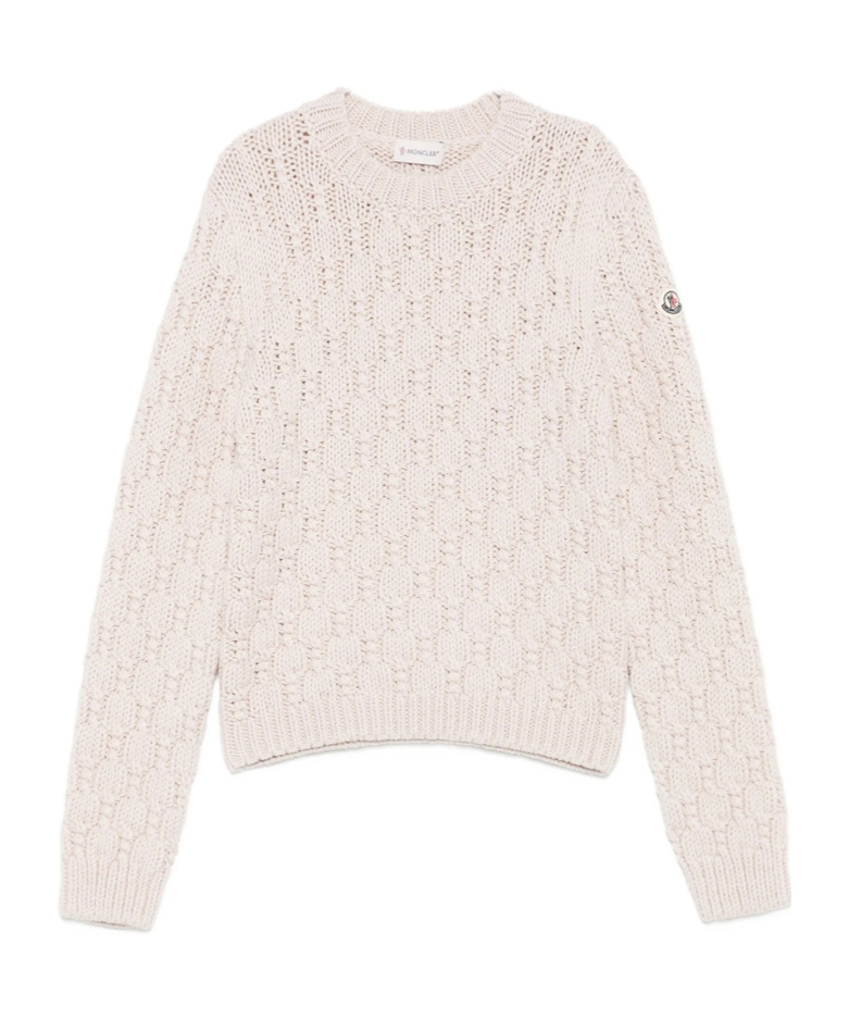 Moncler Textured Wool Sweater In Neutral