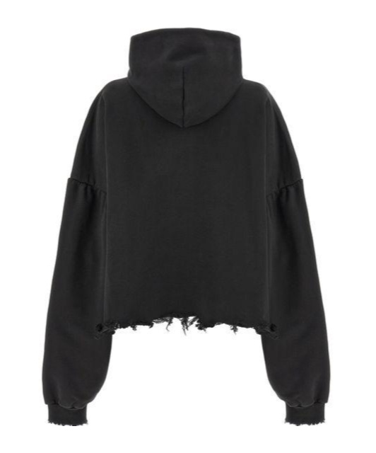 Balenciaga Logo Embroidery Hoodie Sweatshirt In Black