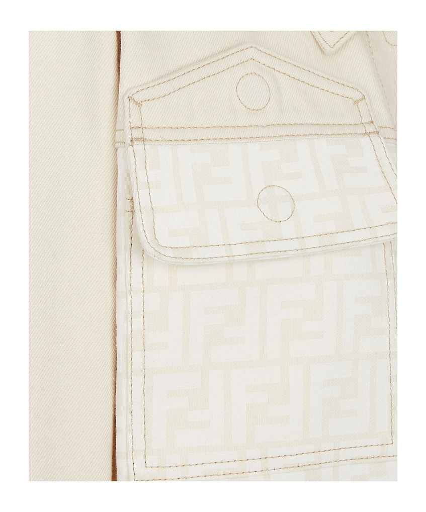 Shop Fendi White Ff Denim Jacket