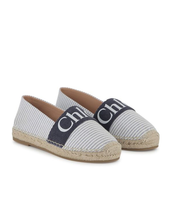 Chloé Round-head Straw Shoes In Gray